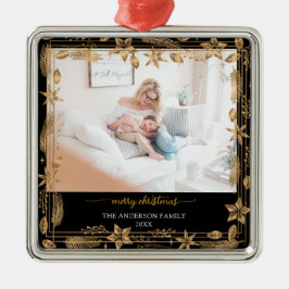 Adorno Metálico Merry Christmas Gold Arch Black Elegant Photo