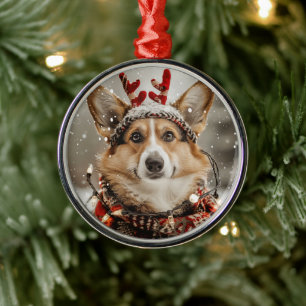Adorno Metálico Merry Christmas Pembroke Welsh Corgi Dog
