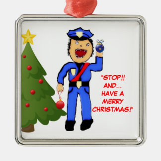 Adorno Metálico Merry Christmas Police
