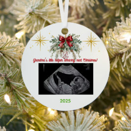 Adorno Metálico Merry Christmas Pregnancy Ultrasound Photo Grandma