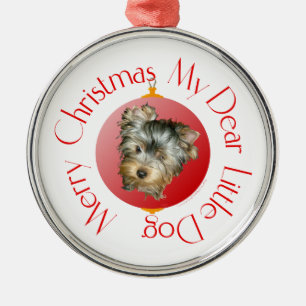 Adorno Metálico Merry Christmas Yorkshire Terrier