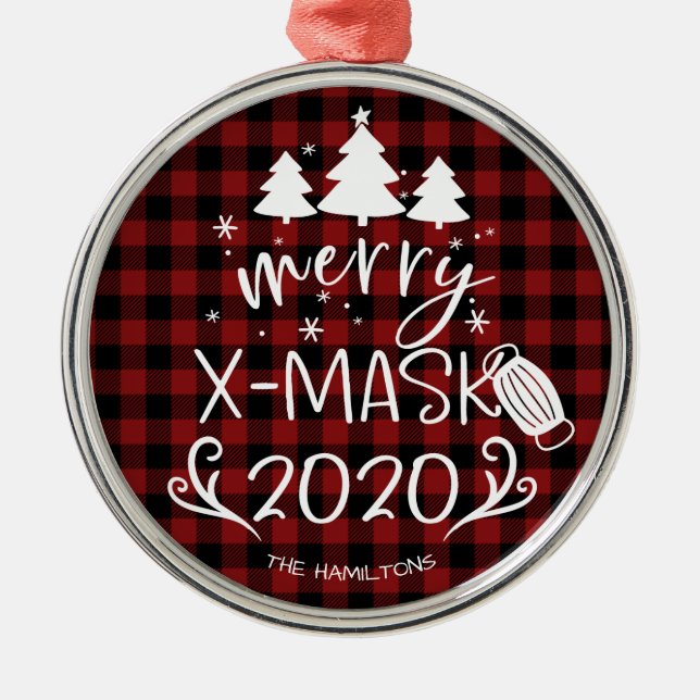 Adorno Metálico Merry ChristMask Funny 2020 Covid Pandemia