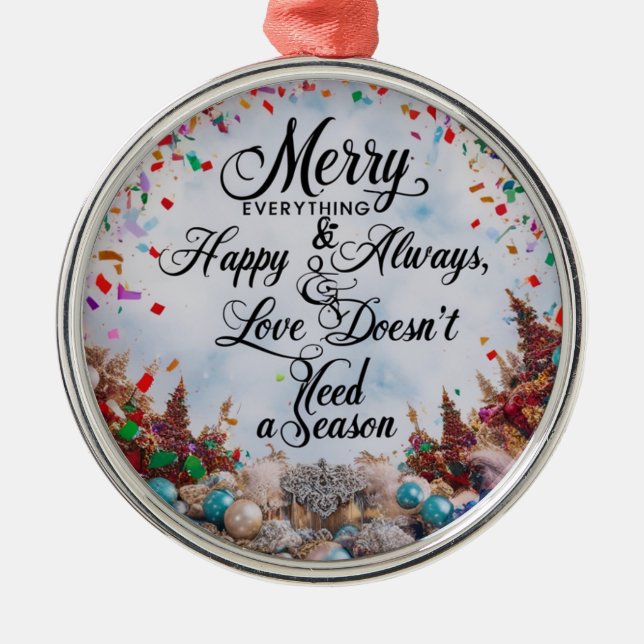 Adorno Metálico Merry Everything & Happy Always” Premium Round  (Frente)