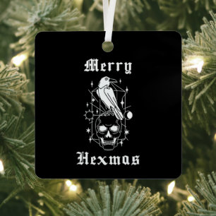 Adorno Metálico Merry Hexmas Witch Skull Spookong Witchcraft