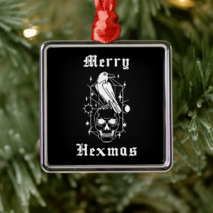 Adorno Metálico Merry Hexmas Witch Skull Spookong Witchcraft