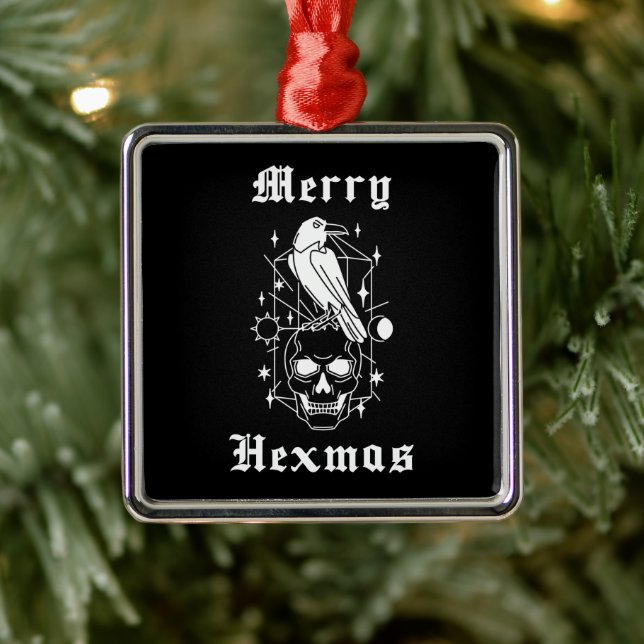 Adorno Metálico Merry Hexmas Witch Skull Spookong Witchcraft (Árbol)