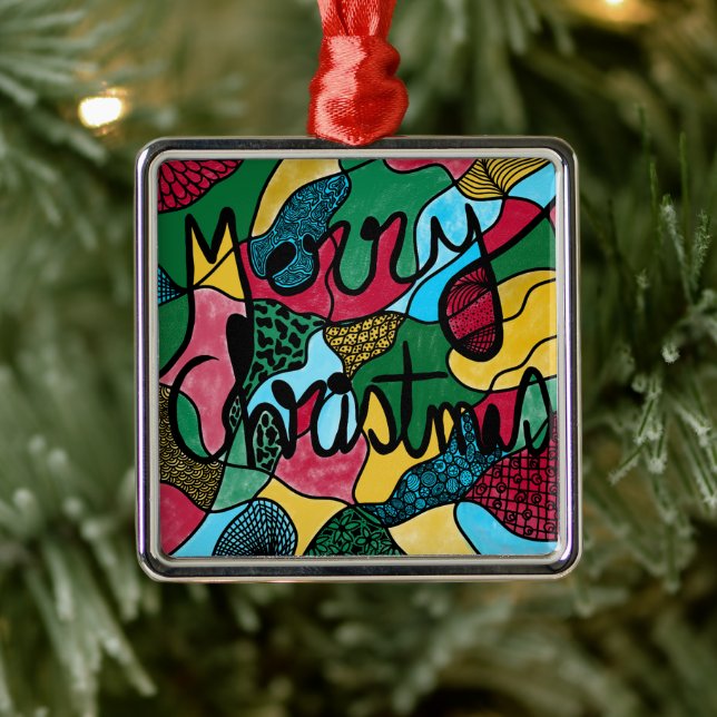 ADORNO METÁLICO MERRY NAVIDAD NEUROGRÁFICA Y NEGRO (Árbol)