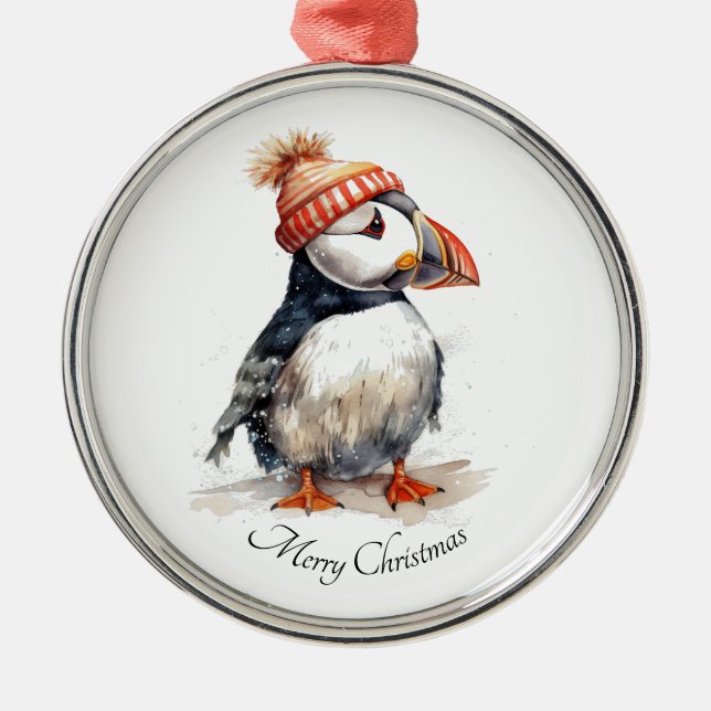 Adorno Metálico Merry Puffin, personalizado (Frente)
