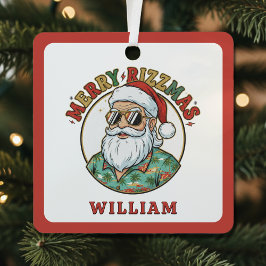 Adorno Metálico Merry Rizzmas Santa Claus in Sunglasses Funny Xmas
