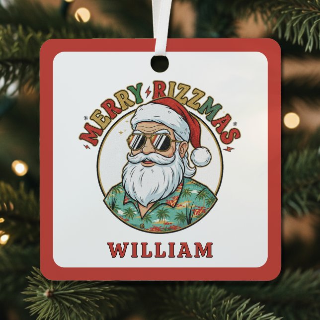 Adorno Metálico Merry Rizzmas Santa Claus in Sunglasses Funny Xmas (Merry Rizzmas Santa Claus in Sunglasses Funny Xmas Metal Ornament
)