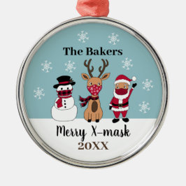 Adorno Metálico Merry X-Mask Funny Santa Reindeer Snowman