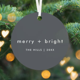 Adorno Metálico Merry y Bright | Elegantes Navidades de Gris carbo