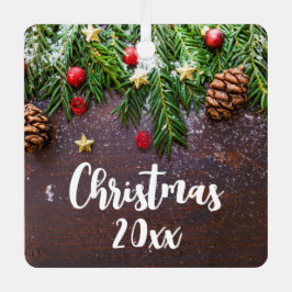 Adorno Metálico Mesa de Navidades rusos con pino y nieve