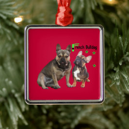 Adorno Metálico Metall Ornament französische Bulldoggen