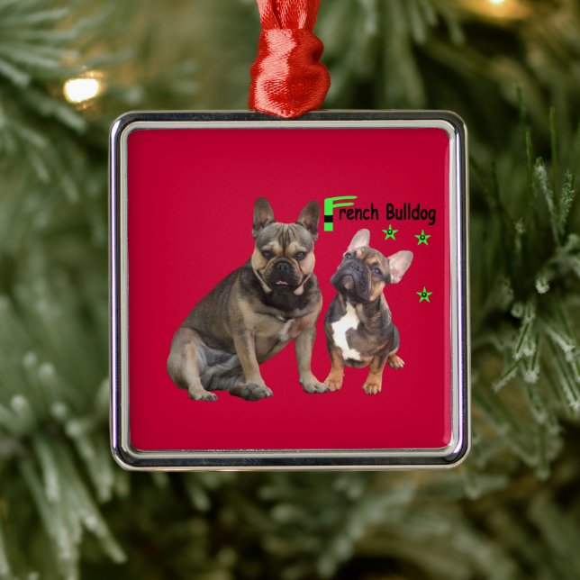 Adorno Metálico Metall Ornament französische Bulldoggen (Árbol)