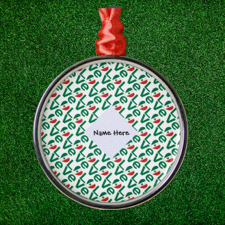 Adorno Metálico Mexican LOVE Flag in Green Love Tiled Personalized