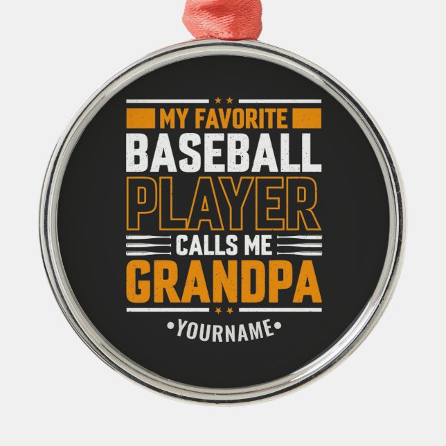 Adorno Metálico Mi jugador favorito de béisbol me llama abuelo (Frente)