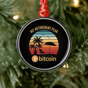 Adorno Metálico Mi Plan de Jubilación Bitcoin Playa Atardecer
