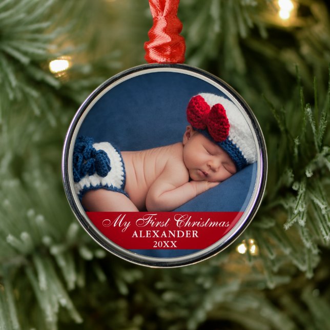 Adorno Metálico Mi primer bebé de Navidad rojo (Árbol)