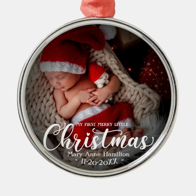 Adorno Metálico Mi primer hijo, Navidades recién nacidos, foto del (Frente)