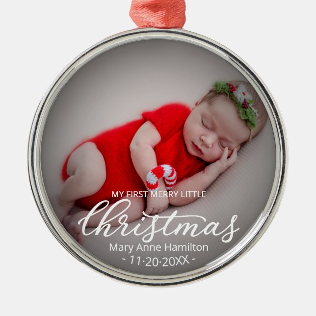 Adorno Metálico Mi primer hijo, Navidades recién nacidos, foto del (Frente)