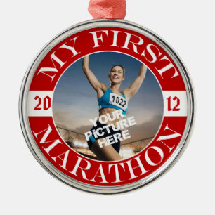 Adorno Metálico Mi primer maratón - foto adaptable y año
