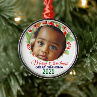 Adorno Metálico Mi Primer Navidad 2025: Foto Personalizada