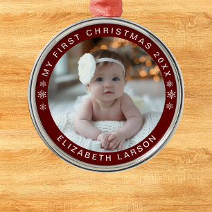 Adorno Metálico Mi primera foto de bebé personalizada de Navidad r