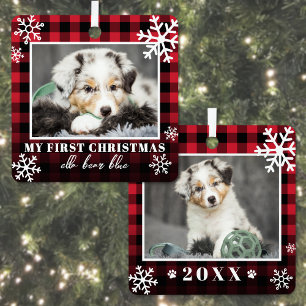 Adorno Metálico Mi primera foto de mascota en Navidad
