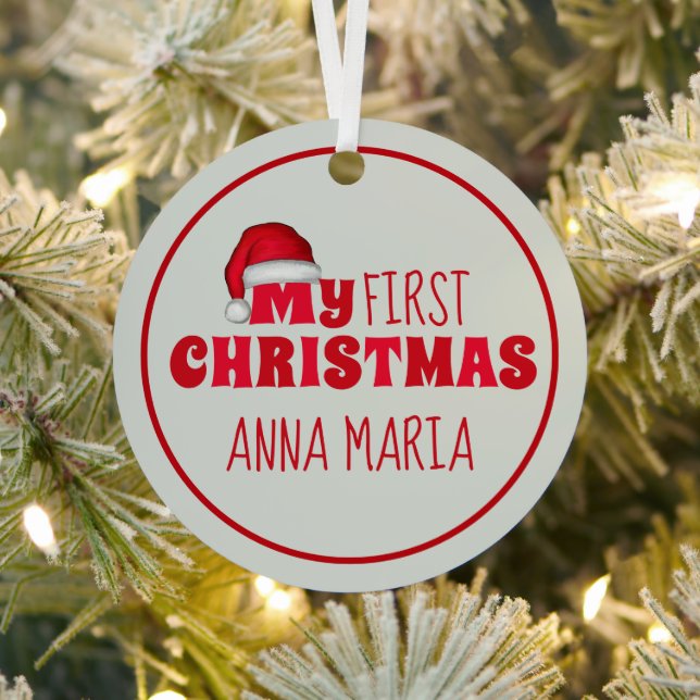 Adorno Metálico Mi primera foto de Papá Noel de Navidad personaliz (in situ)