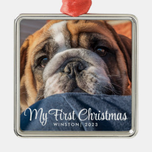 Adorno Metálico Mi primera foto de un cachorro de Navidad