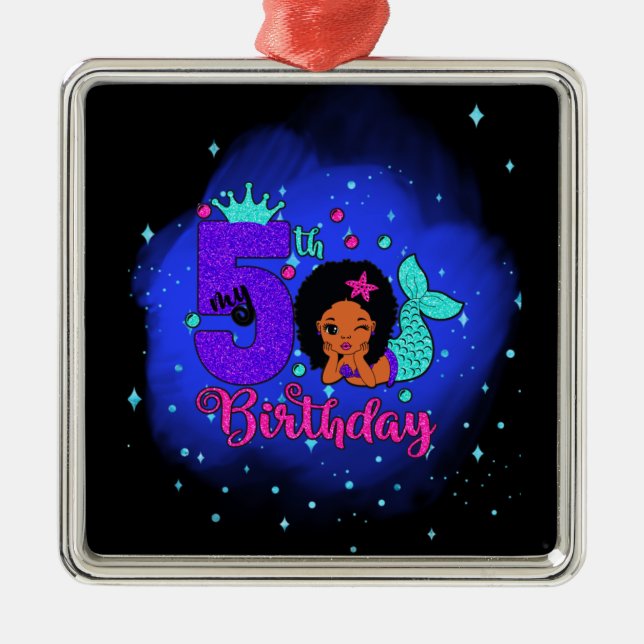 Adorno Metálico Mi sirena de cumpleaños número 5 (Frente)