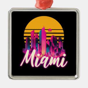 Adorno Metálico Miami al atardecer