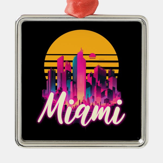 Adorno Metálico Miami al atardecer (Frente)