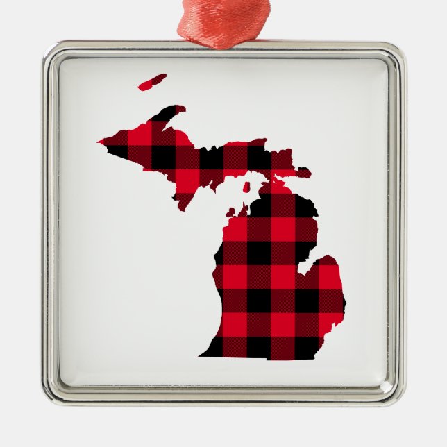 Adorno Metálico Michigan en rojo y negro con escúfalo (Frente)