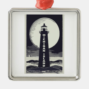 Adorno Metálico Michigan Island Lighthouse Moon