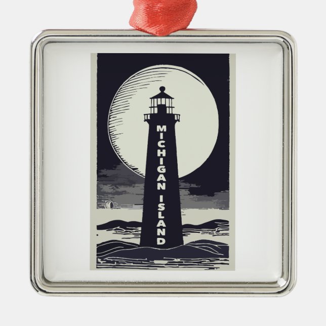 Adorno Metálico Michigan Island Lighthouse Moon (Frente)