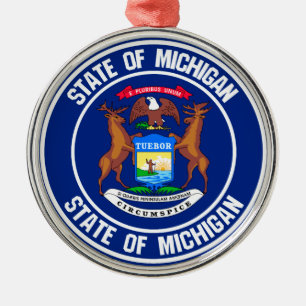 Adorno Metálico Michigan Round Emblem