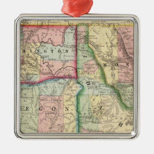 Adorno Metálico Mineral, lavado, Idaho, mapa de Mont de Mitchell