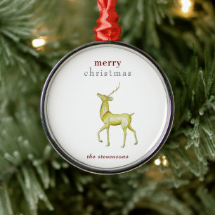 Adorno Metálico Minimalista Feliz Navidad Reno Dorado