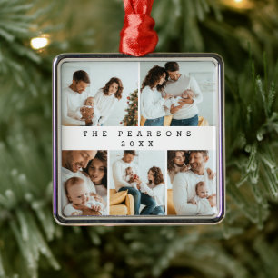 Adorno Metálico Mínimo Fotoshoot de Navidad para Familias Modernas