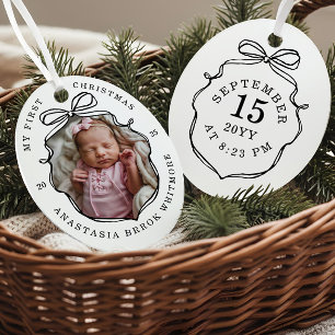 Adorno Metálico Mis primeros Navidades gritan "Bow Baby Photo Keep