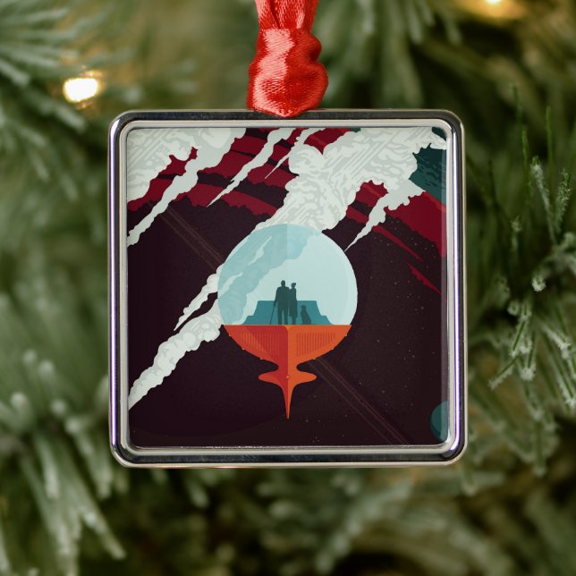 Adorno Metálico Misión Retro Space Poster-Cassini A Saturno (Árbol)