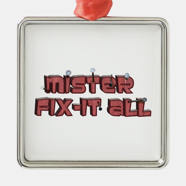 Adorno Metálico Mister Fix-It Todo Diseño De Texto De Madera (Frente)