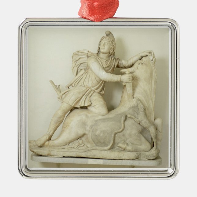 Adorno Metálico Mithras que sacrifica la Bull, alivio de mármol, (Frente)