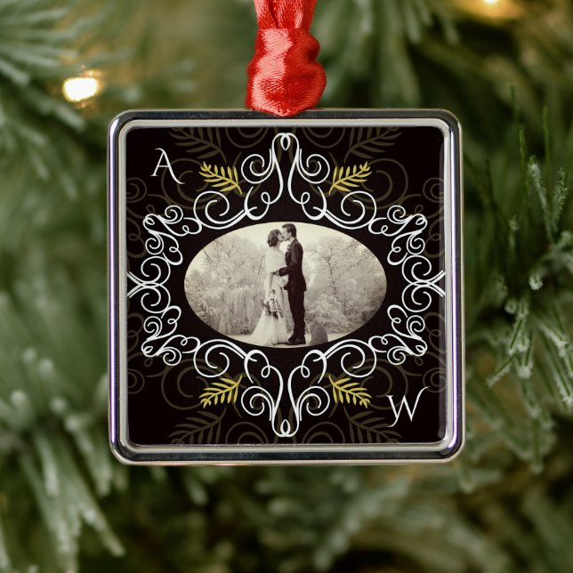 Adorno Metálico Moda de follaje festivo de marco de deco dorado vi (Árbol)