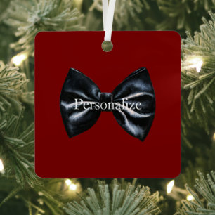 Adorno Metálico Moda Red Black Bow Tie Personalizado