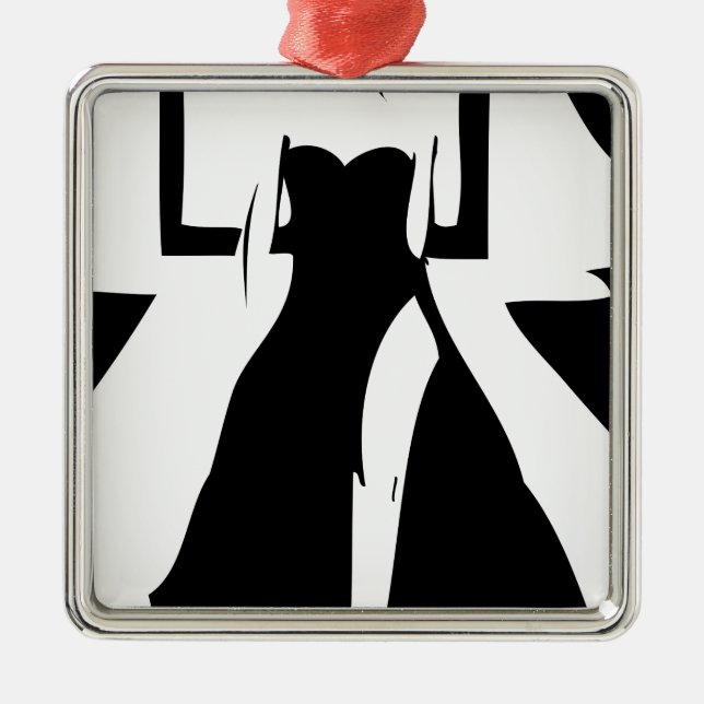 Adorno Metálico Modelo de la pista en vestido de moda (Frente)