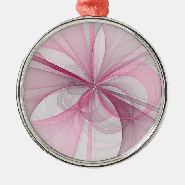 Adorno Metálico Modern Abstract Light Pink Gray Fractal Design (Frente)