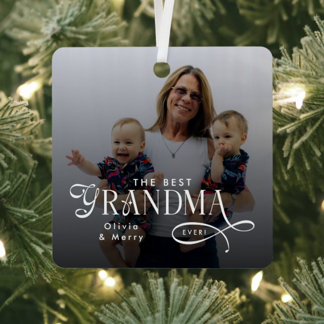 Adorno Metálico Modern Best Grandma Ever Photo Personalized (in situ)